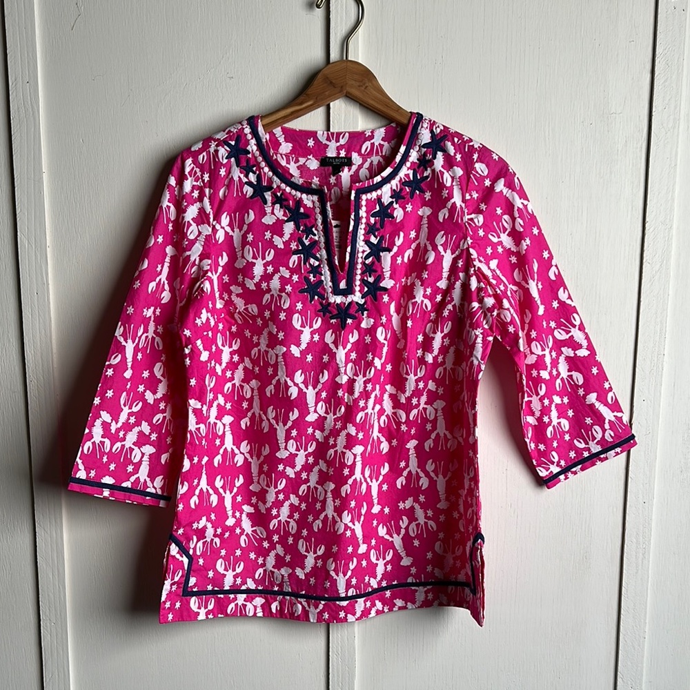 Talbots Pink and White Long Sleeve Tee